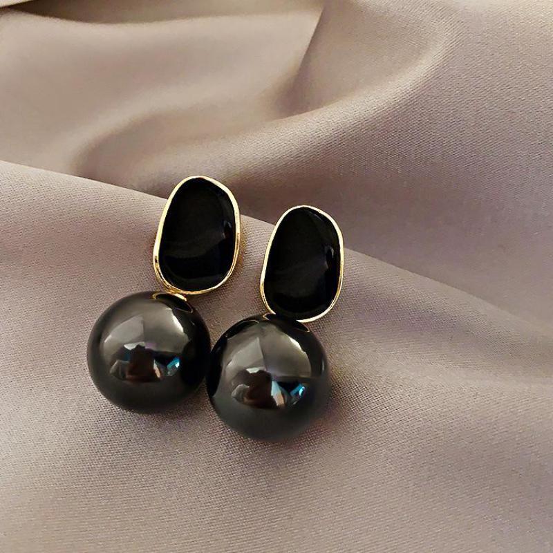 Pearl Stud Earrings - แบรนด์ใหญ่สูง Class Noble Pearl ต่างหูผู้หญิงสีขาวสีชมพูสีเทาสีดำ Pearl