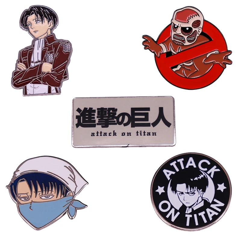 Levi Jewelry & Watches Inc - หมุดปักลายไททัน Levi Ackerman ยักษ์เคลือบไททันส์หมุดสำรวจสุดเจ๋งเข็มกลัดอนิเมะบอยเครื่องประดับ