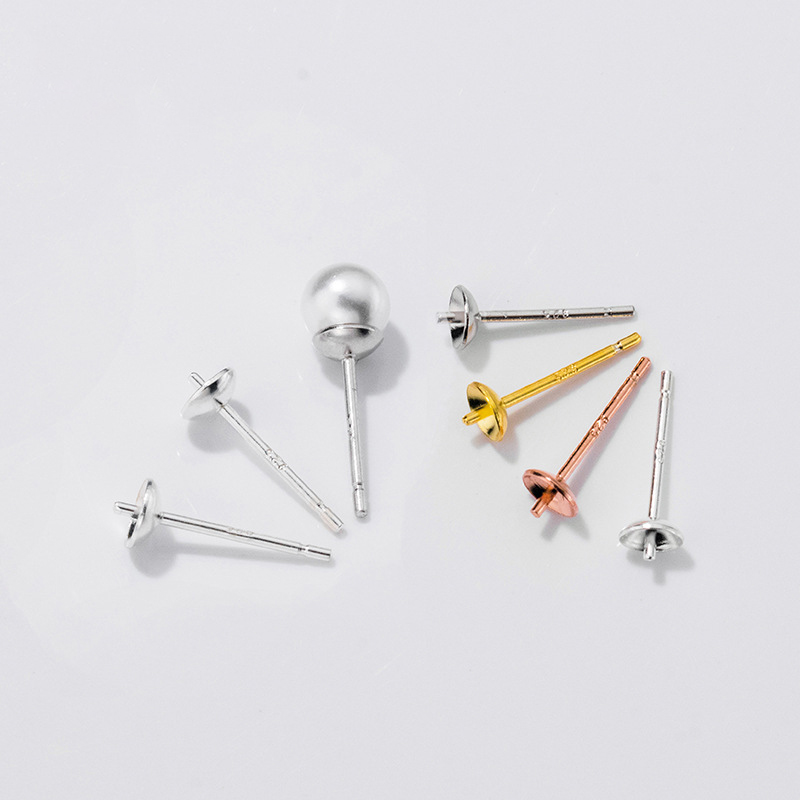 Pearl Stud Earrings - S925 เงินสเตอร์ลิงต่างหูฐานการตั้งค่า PIN สําหรับไข่มุก 5818 คริสตัล