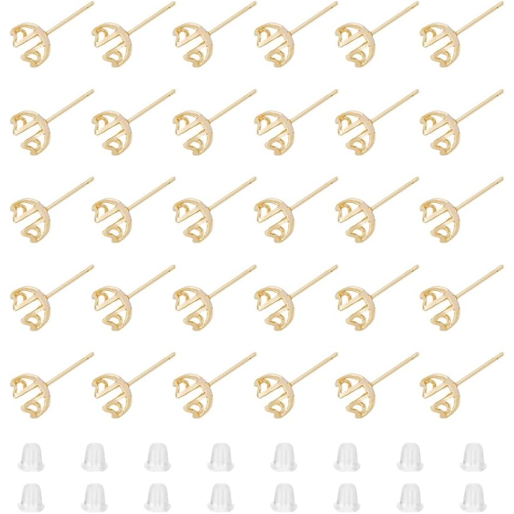 Pearl Stud Earrings - ตัวเรือนต่างหูแบบ 4 ขา สำหรับติดมุกหรือลูกปัด จำนวน 30