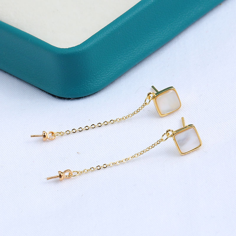 Pearl Stud Earrings - ต่างหูมุกแบบติดหู 4 ชิ้น รุ่น E200 ตัวเรือนทองแดงชุบทอง