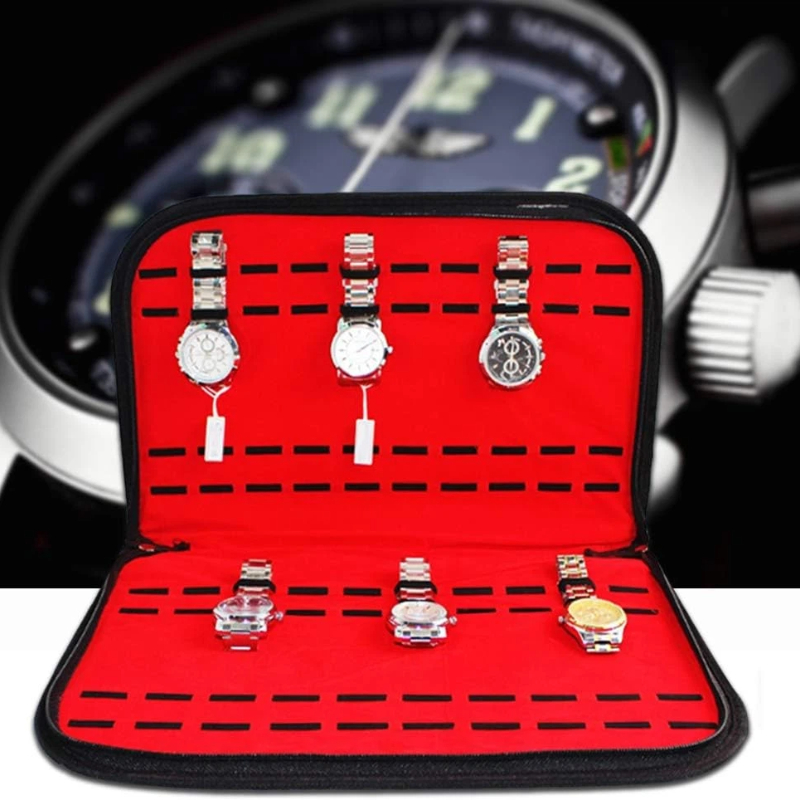 Jewelry Box With Watches - กระเป๋าเก็บนาฬิกา 20 ช่อง กระเป๋าใส่นาฬิกาสำหรับเดินทาง กล่องเก็บนาฬิกาผู้ชาย กระเป๋าจัดเก็บเครื่องประดับนาฬิกา