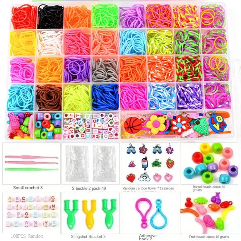 Charm Bracelet Beads - 4300 ชิ้น+ ชุดยางรัดหลากสี 32 สีสดใส -