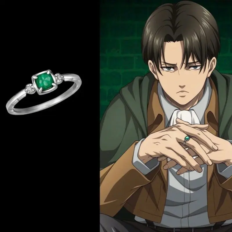 Levi Jewelry & Watches Inc - แหวนรูปตัวละครลีวายส์จาก Attack on Titan แฟชั่นสำหรับผู้หญิง ของตกแต่งอนิเมะ