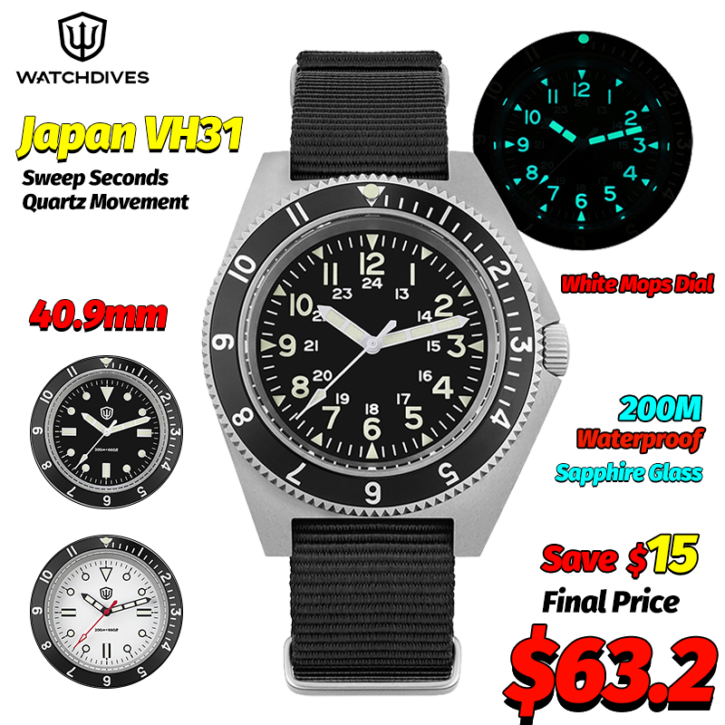 Jewelry Box With Watches - นาฬิกาควอตซ์ Watchdives รุ่น WD1972 นาฬิกาผู้ชายหน้าปัดแซฟไฟร์ เรืองแสง