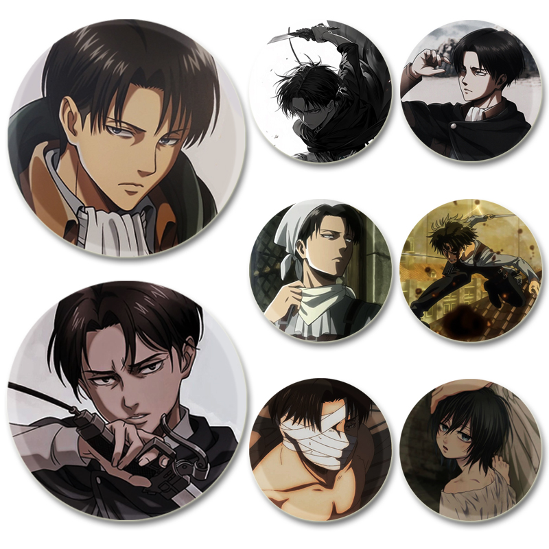 Levi Jewelry & Watches Inc - 58 มม.Levi Ackerman อะนิเมะ Badge การ์ตูนคอสเพลย์การ์ตูนเข็มกลัด