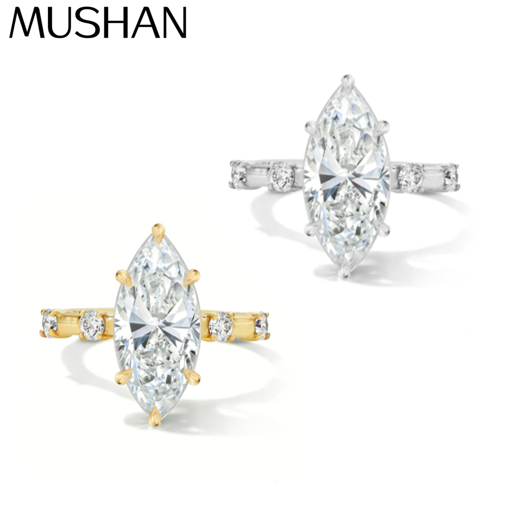 Sterling Silver Ring - MUSHAN เครื่องประดับสั่งทำ แหวนเงินแท้ 925 ประดับมอยส์ซาไนต์ สี