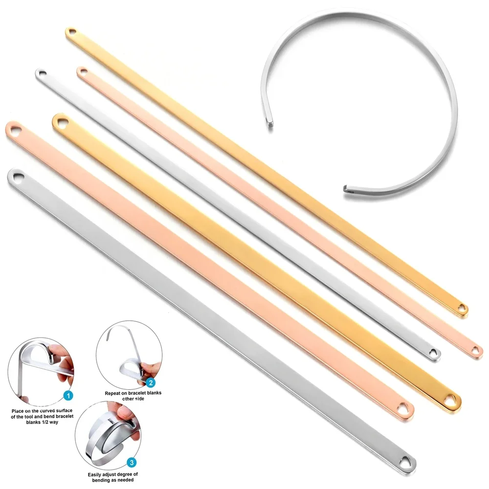 Cuff Bangle Bracelet - สแตนเลสสตีลกําไลข้อมือ BLANK PLAIN Rod สร้อยข้อมือ DIY