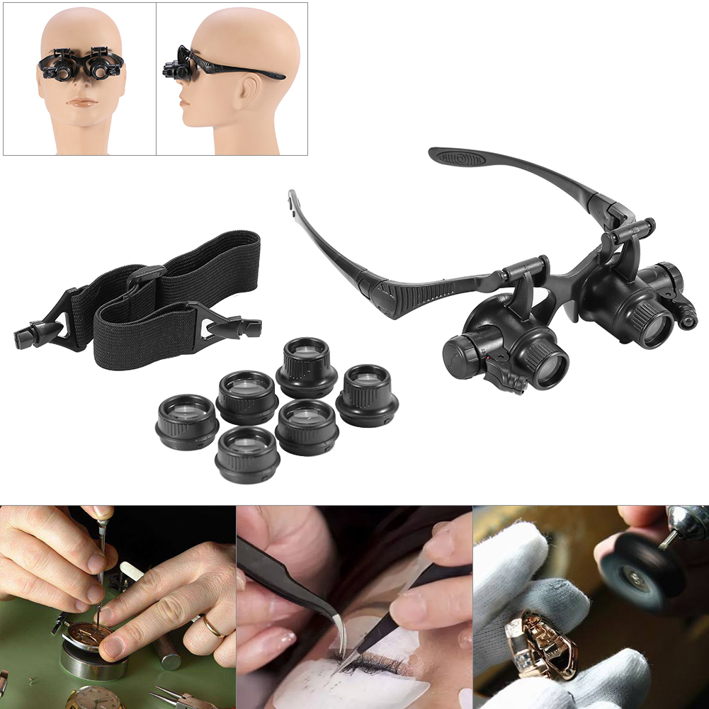 Jewelry Eyewear Watches & Accessories - แว่นขยายแบบสวมศีรษะ รุ่นใหม่ แว่นขยายสองตา สำหรับงานซ่อมนาฬิกา เครื่องประดับ แว่นขยายแบบคาดศีรษะ