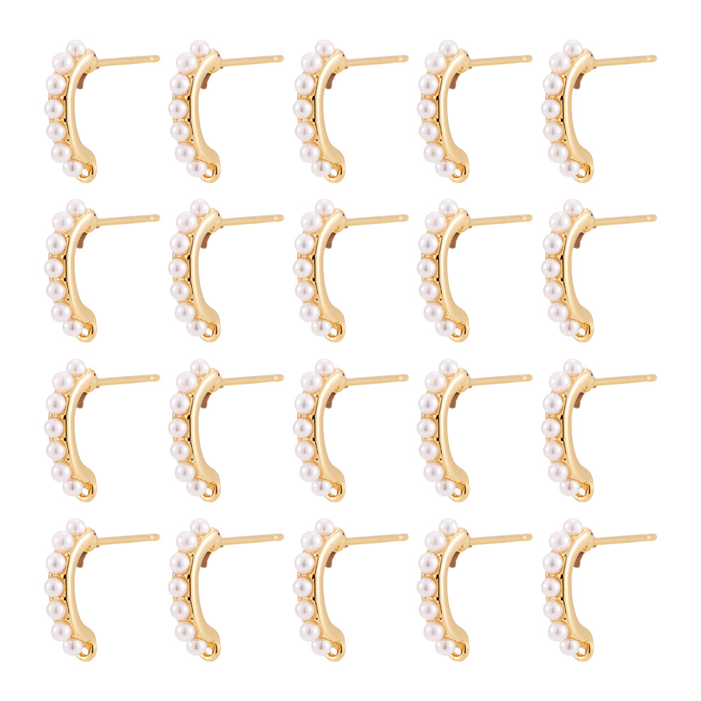 Pearl Stud Earrings - 30 ชิ้น ตัวล็อกต่างหูทองเหลืองพร้อมลูกปัดมุกเทียมพลาสติก ABS สำหรับทำต่างหู DIY