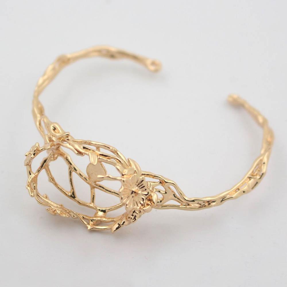 Cuff Bangle Bracelet - กำไลข้อมือรูปใบไม้ดอกไม้ 5 ชิ้น ขนาด 16x22 มม.