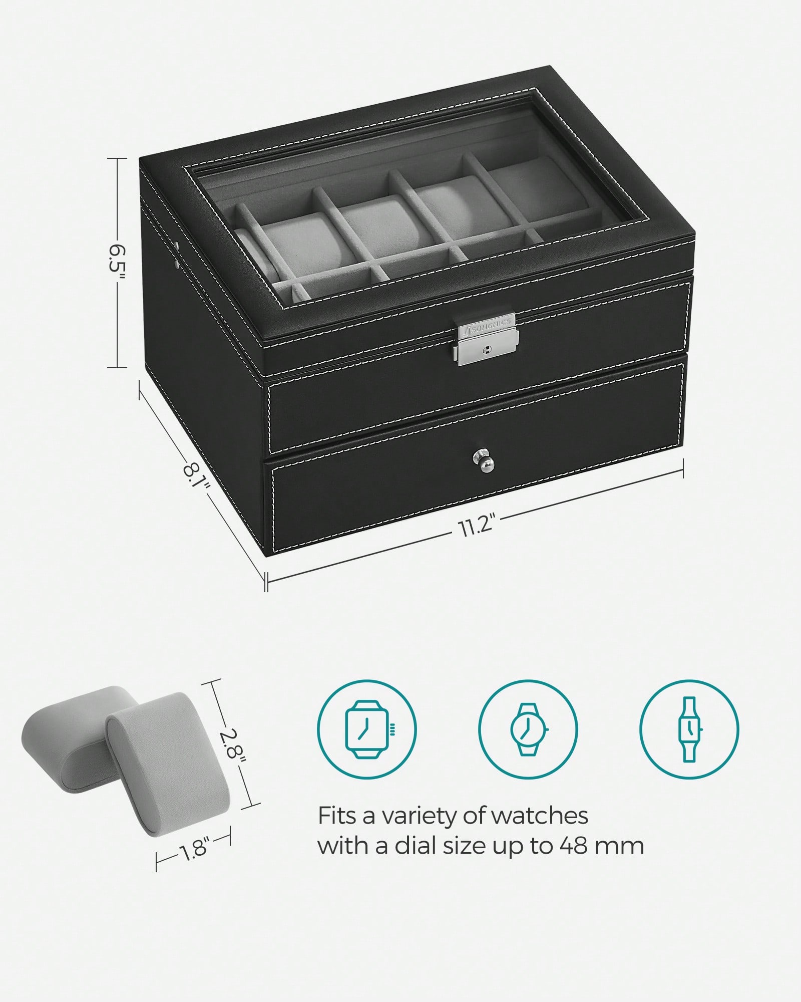 กล่องใส่นาฬิกา 20 ช่อง พร้อมฝา - Jewelry Box With Watches บทวิจารณ์และราคา