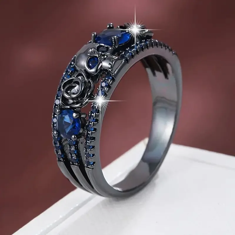 ปืนชุบดอกไม้หัวกะโหลกพังก์ย้อน - Gothic Skull Ring บทวิจารณ์และราคา