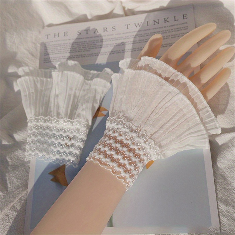ปลอกแขนลูกไม้จีบระบายสองชั้นสี - Cuff Bangle Bracelet บทวิจารณ์และราคา