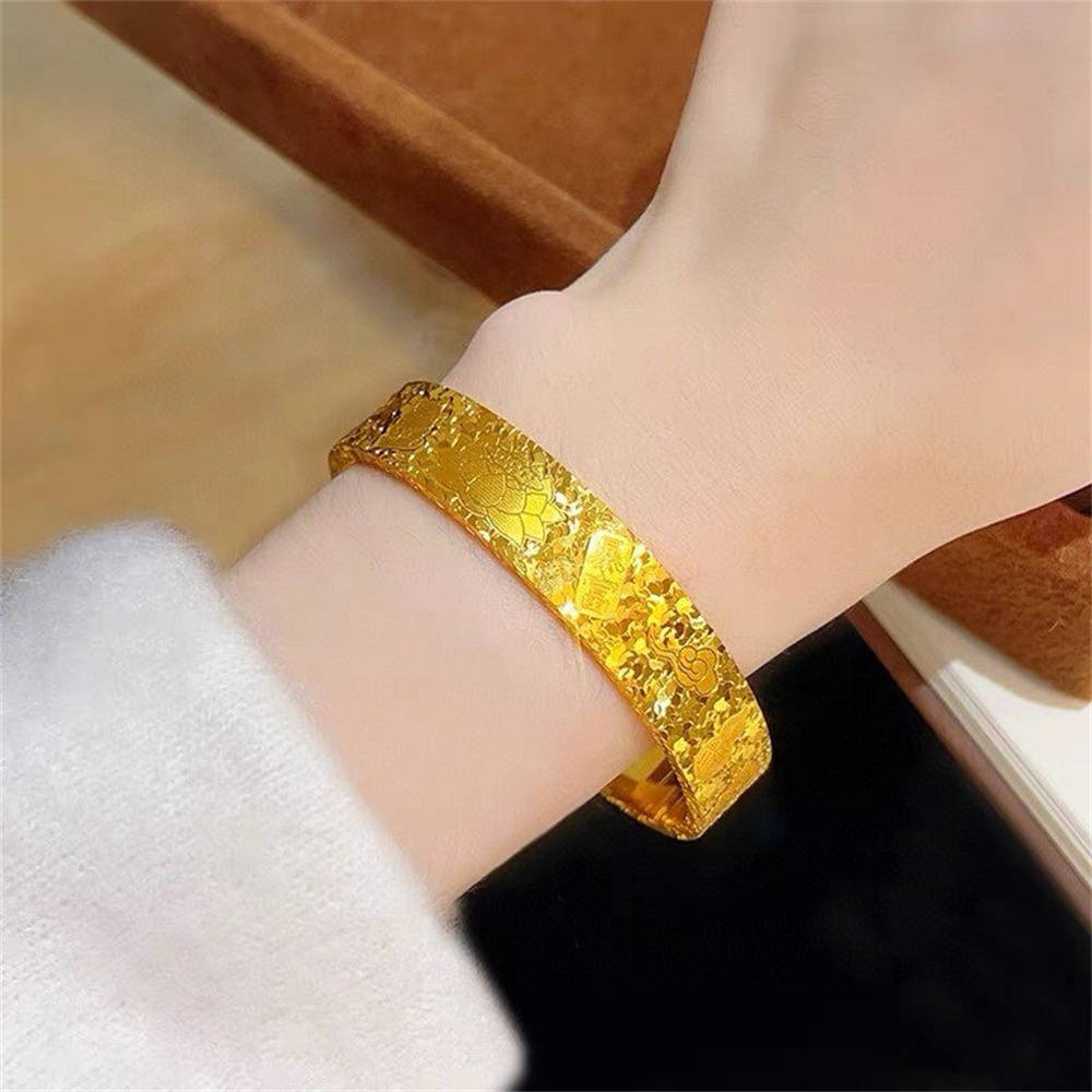 กำไลข้อมือสแตนเลสชุบทอง 14K ลา - Cuff Bangle Bracelet บทวิจารณ์และราคา