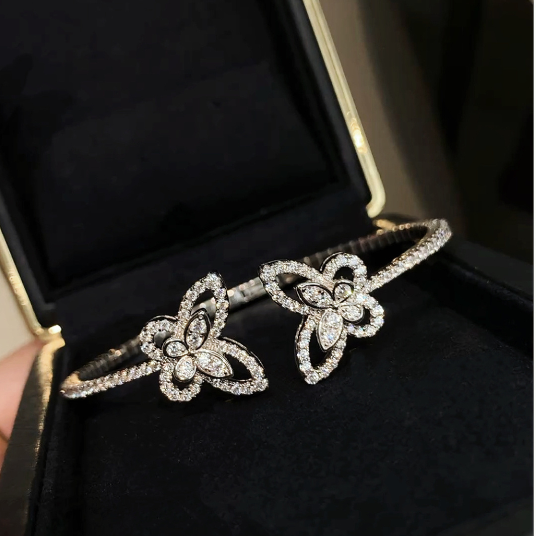 กำไลข้อมือเงินแท้ 925 ประดับเพ - Cuff Bangle Bracelet บทวิจารณ์และราคา