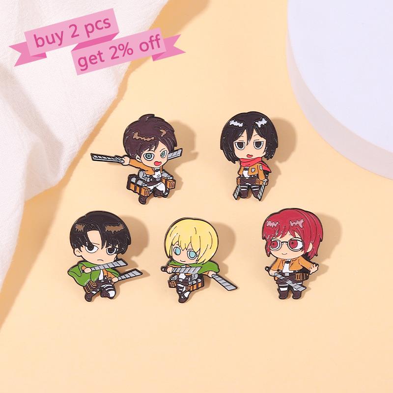 โจมตีTitan ChibiเคลือบPins Cus - Levi Jewelry & Watches Inc บทวิจารณ์และราคา
