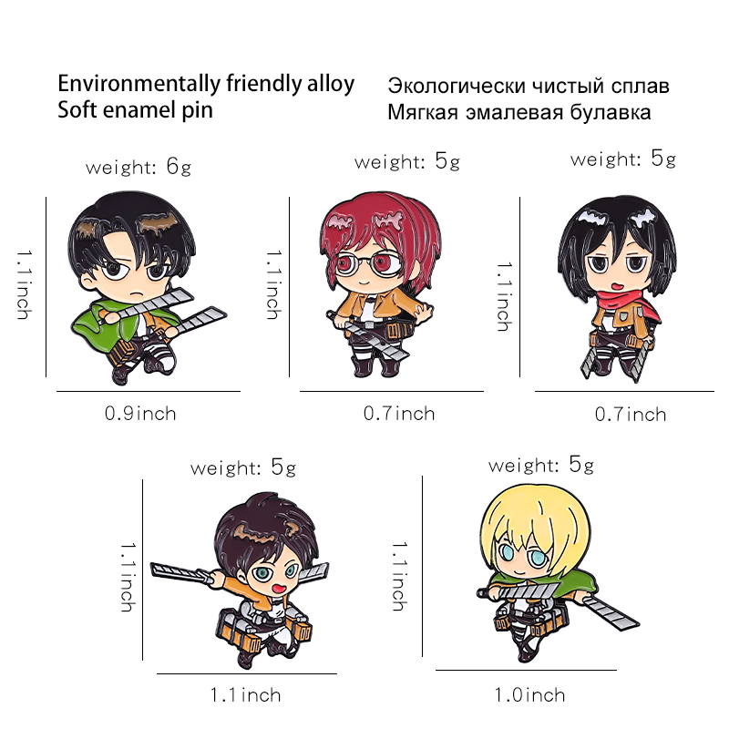 โจมตีTitan ChibiเคลือบPins Cus - Levi Jewelry & Watches Inc บทวิจารณ์และราคา
