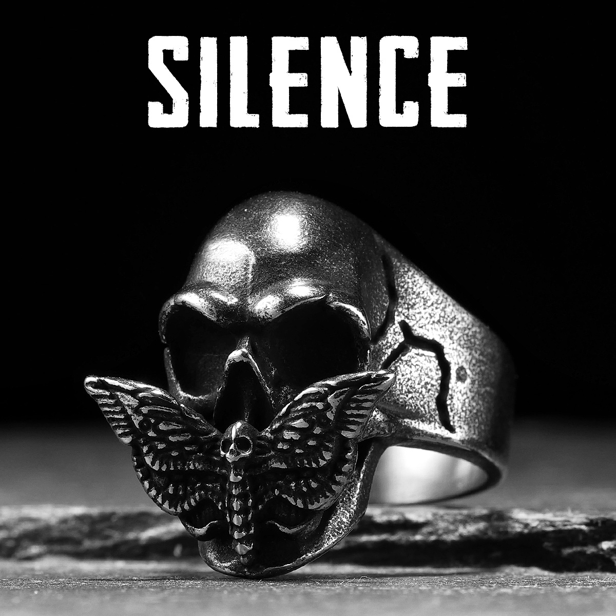Silence Butterfly Skull แหวนผู - Gothic Skull Ring บทวิจารณ์และราคา