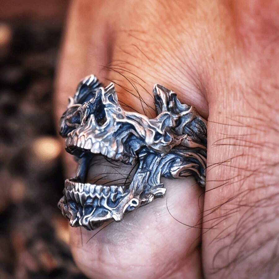 แหวนหน้ากากหัวกะโหลกสไตล์วินเท - Gothic Skull Ring บทวิจารณ์และราคา