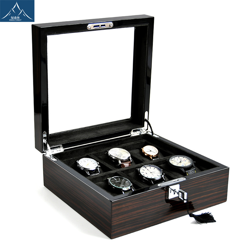 กล่องใส่นาฬิกาไม้เคลือบเงา Hxl - Jewelry Box With Watches บทวิจารณ์และราคา