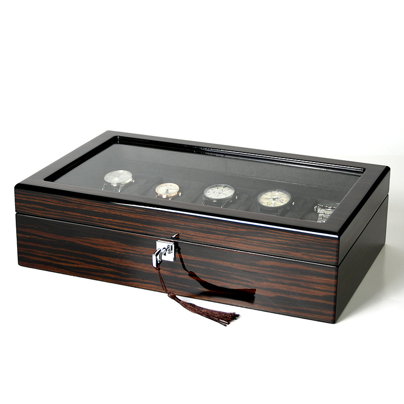 กล่องใส่นาฬิกาไม้เคลือบเงา Hxl - Jewelry Box With Watches บทวิจารณ์และราคา