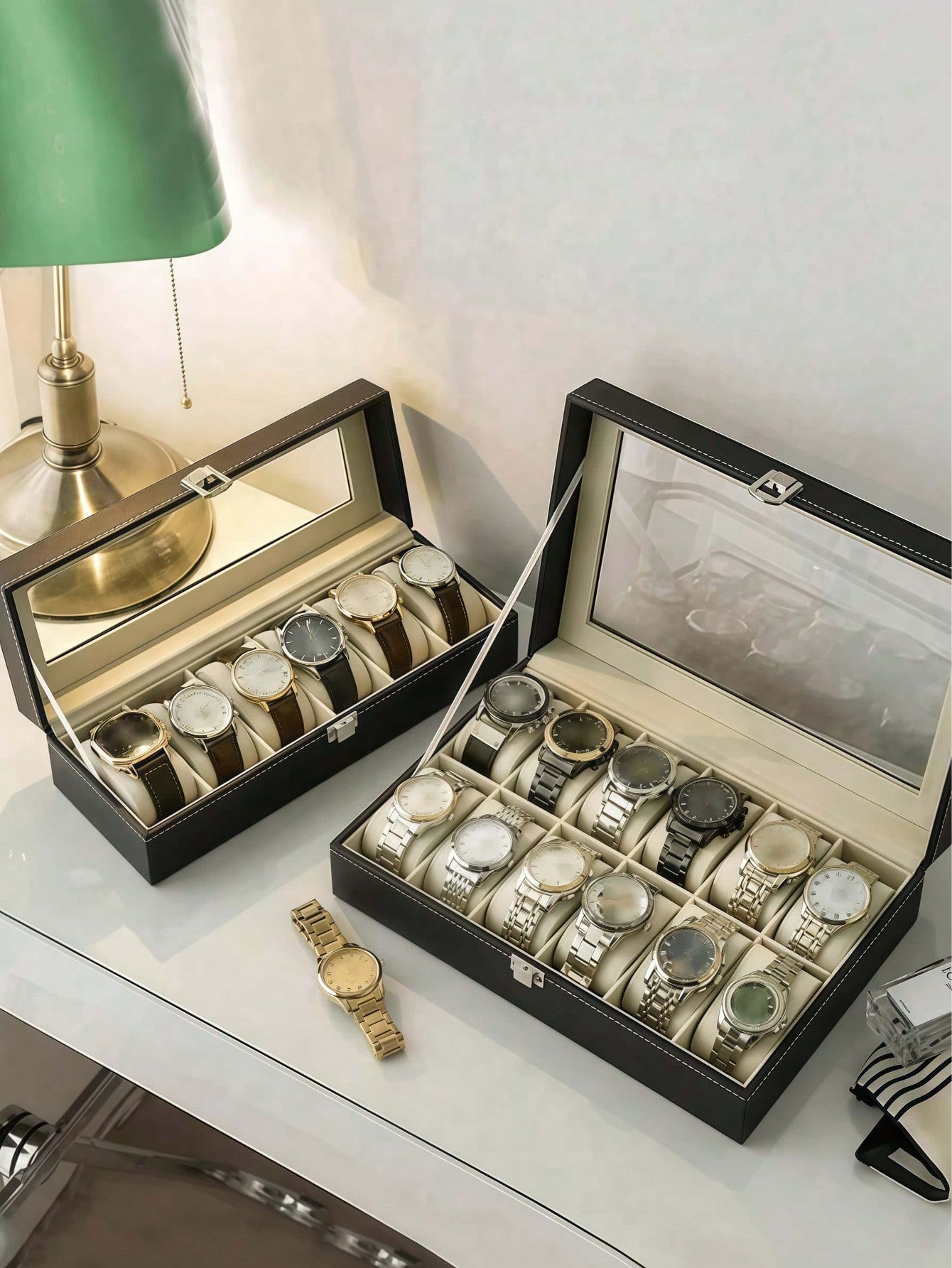 กล่องใส่นาฬิกาหนังพร้อมกุญแจล็ - Jewelry Box With Watches บทวิจารณ์และราคา