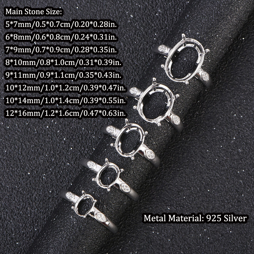 5x7-12x16 มม.แหวนเปล่า 925 เงิ - Sterling Silver Ring บทวิจารณ์และราคา