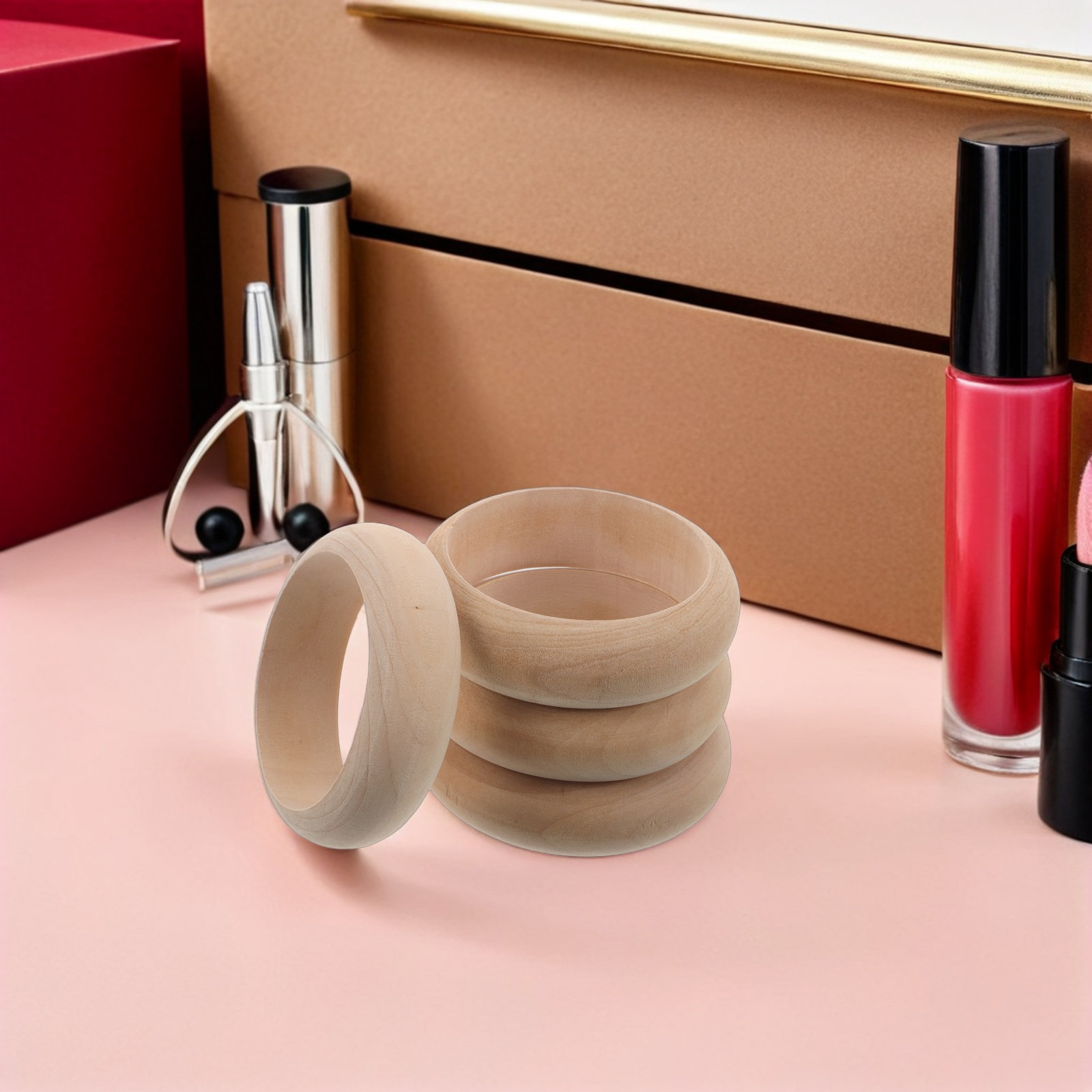 กำไลไม้เนื้อแข็ง 4 ชิ้น แบบไม่ - Cuff Bangle Bracelet บทวิจารณ์และราคา