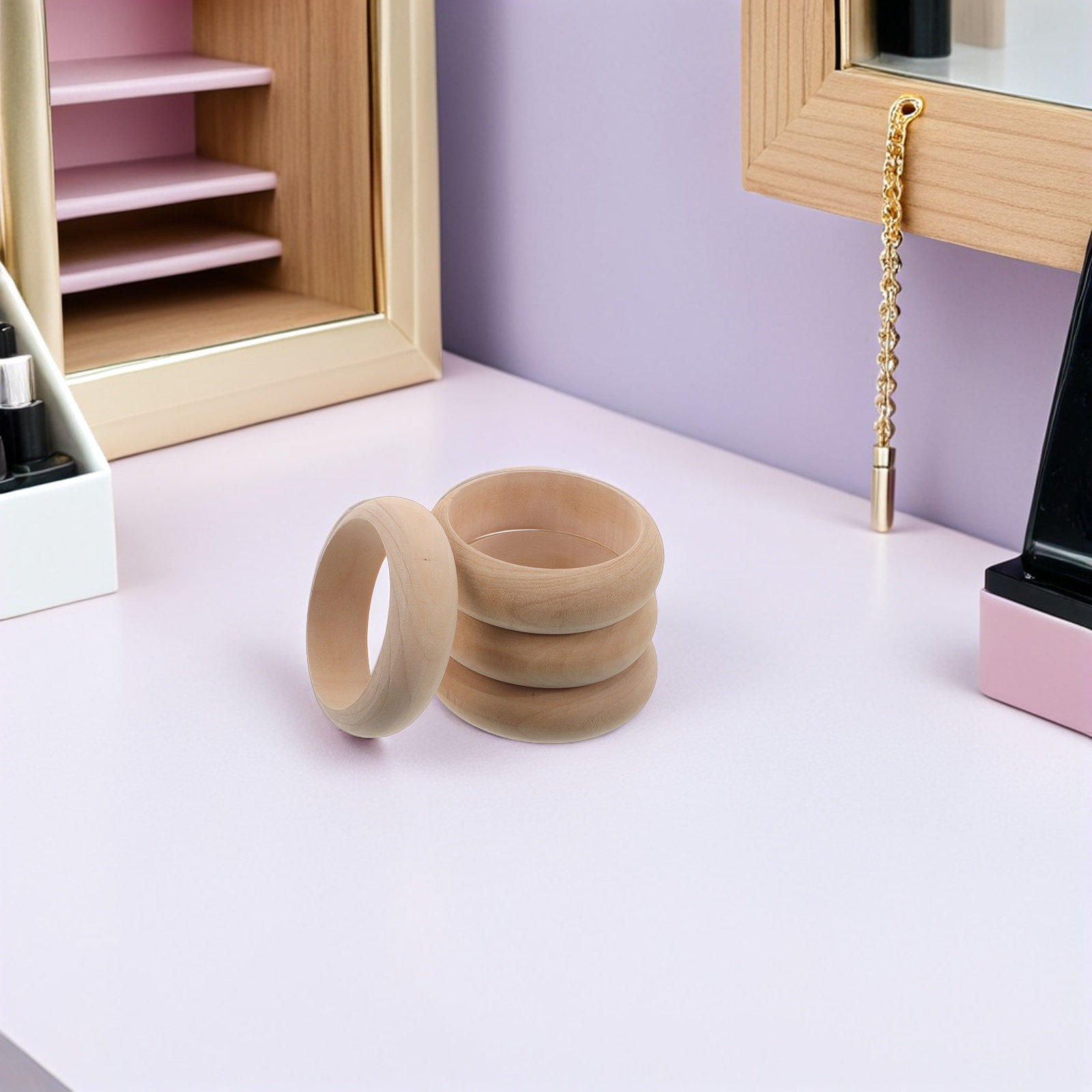 กำไลไม้เนื้อแข็ง 4 ชิ้น แบบไม่ - Cuff Bangle Bracelet บทวิจารณ์และราคา