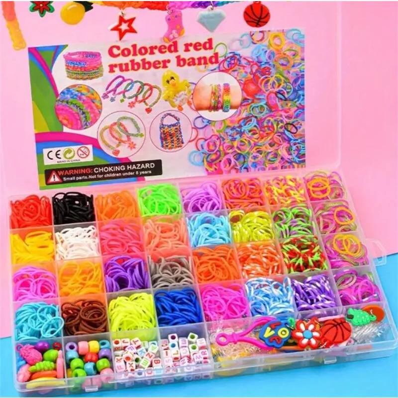 4300 ชิ้น+ ชุดยางรัดหลากสี 32  - Charm Bracelet Beads บทวิจารณ์และราคา
