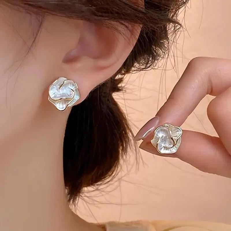 ต่างหูเข็มเงิน925วินเทจสีม่วงน - Pearl Stud Earrings บทวิจารณ์และราคา