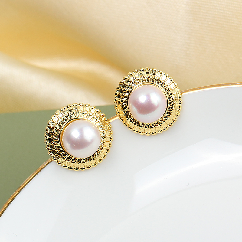 ต่างหูมุกแบบติดหู ชุบทองบนทองแ - Pearl Stud Earrings บทวิจารณ์และราคา