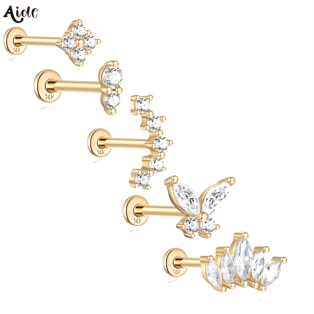 Aide DIY ต่างหูมุกเพทายสีทอง14 - Pearl Stud Earrings บทวิจารณ์และราคา