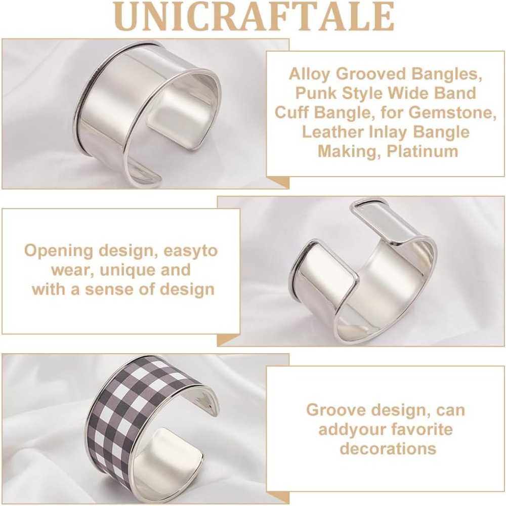 2pcs Platinum ร่องกําไลข้อมือ  - Cuff Bangle Bracelet บทวิจารณ์และราคา
