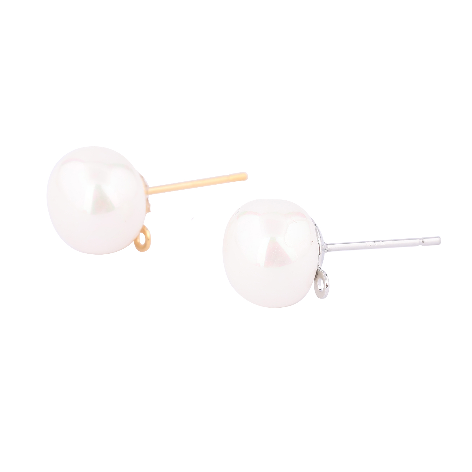 10pcs ทองแดงสีขาว K Gold Plate - Pearl Stud Earrings บทวิจารณ์และราคา